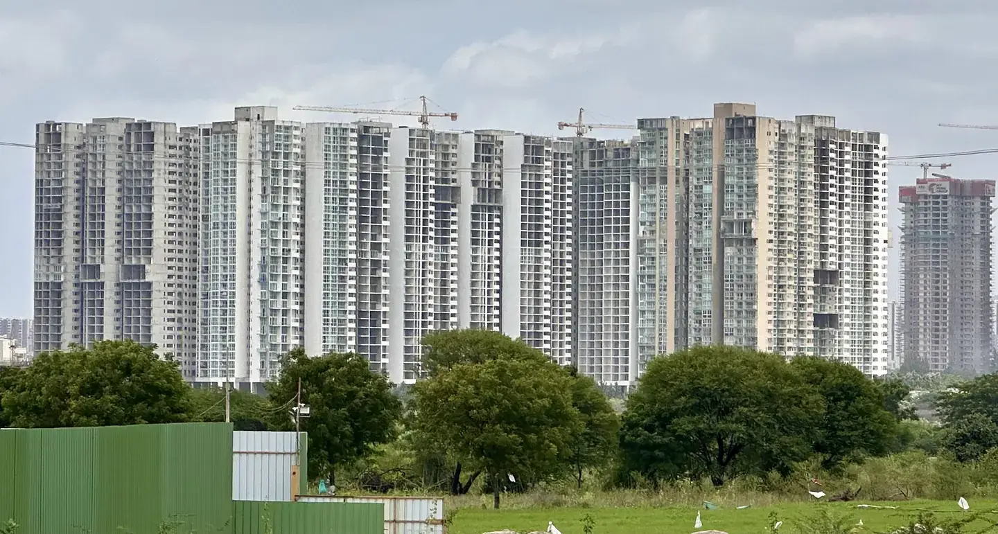 New high-rise construction on the Tellapur stretch