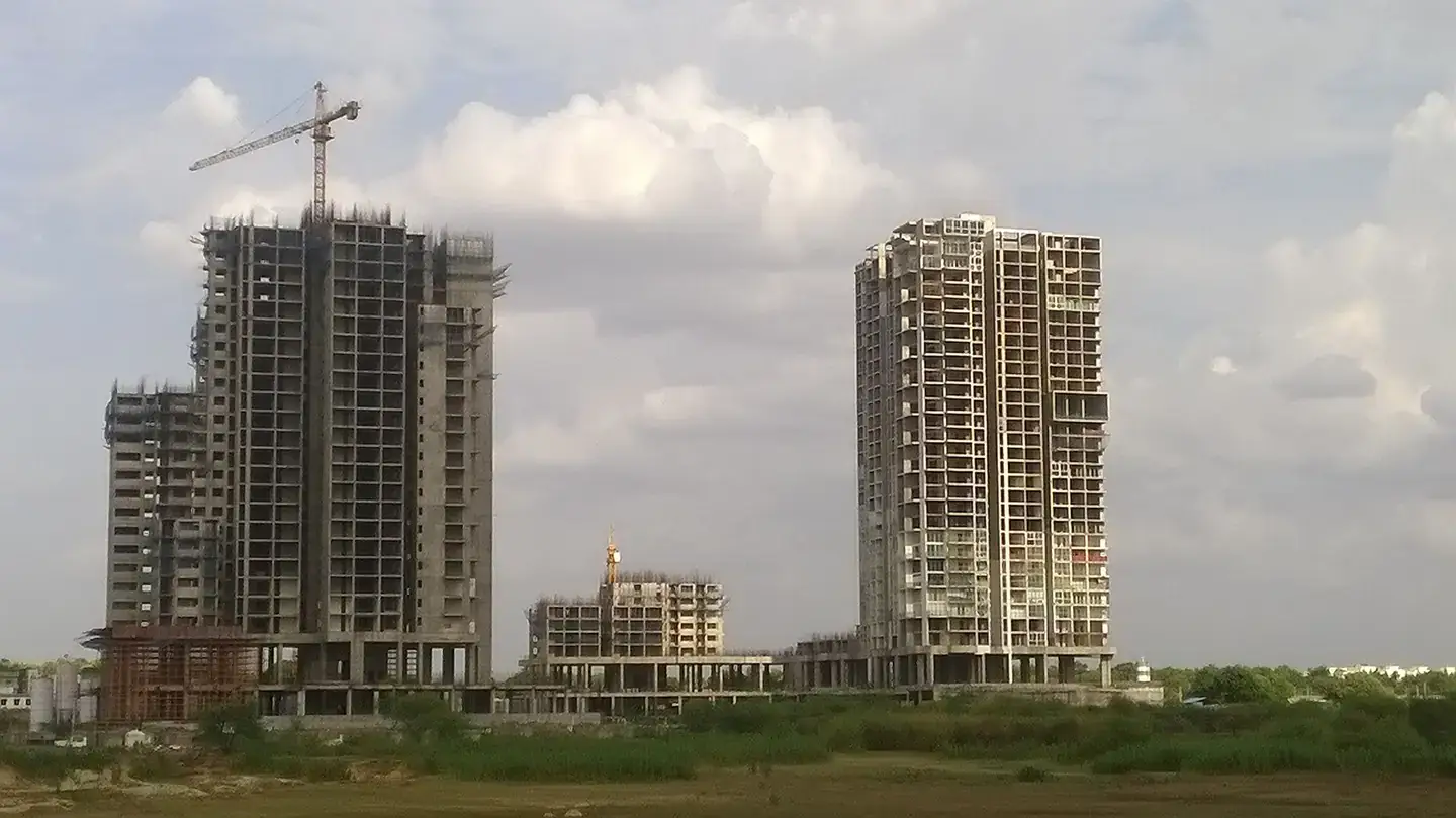 Apartment towers under construction at Tellapur